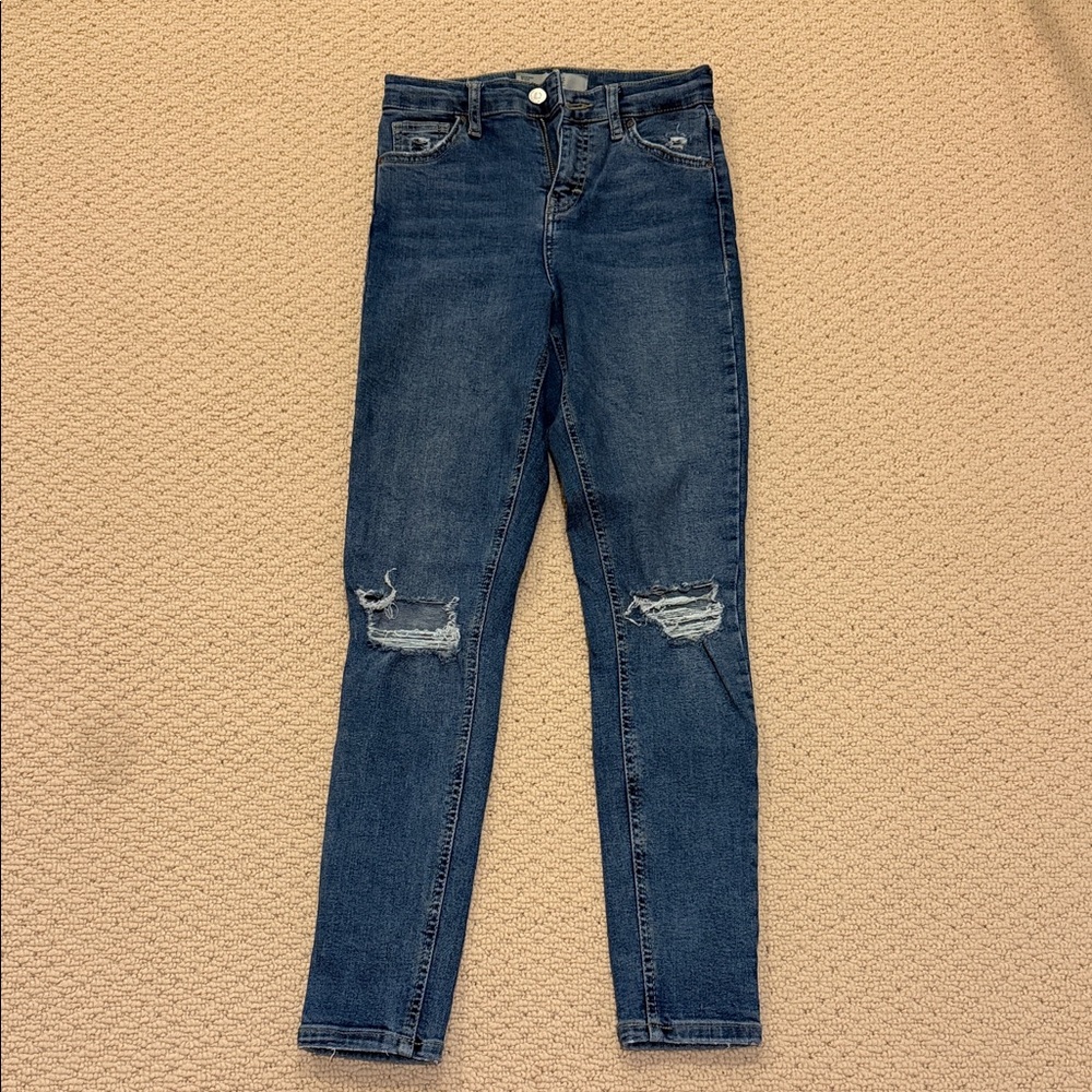 Stylish Blue Distressed Skinny Jeans